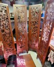 Rare Indonesian 4-Panel Wood Carved Partition