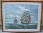 SHIP AT SEA FRAMED ART - WOMEN LOOKING OUT AT SEA - $40 (NORTH ORANGE COUNTY, YORBA LINDA)